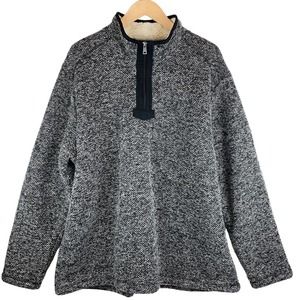 Orvis Men's Black/White Sherpa Lined 1/4 Zip Pullover Sweater‎ XXL